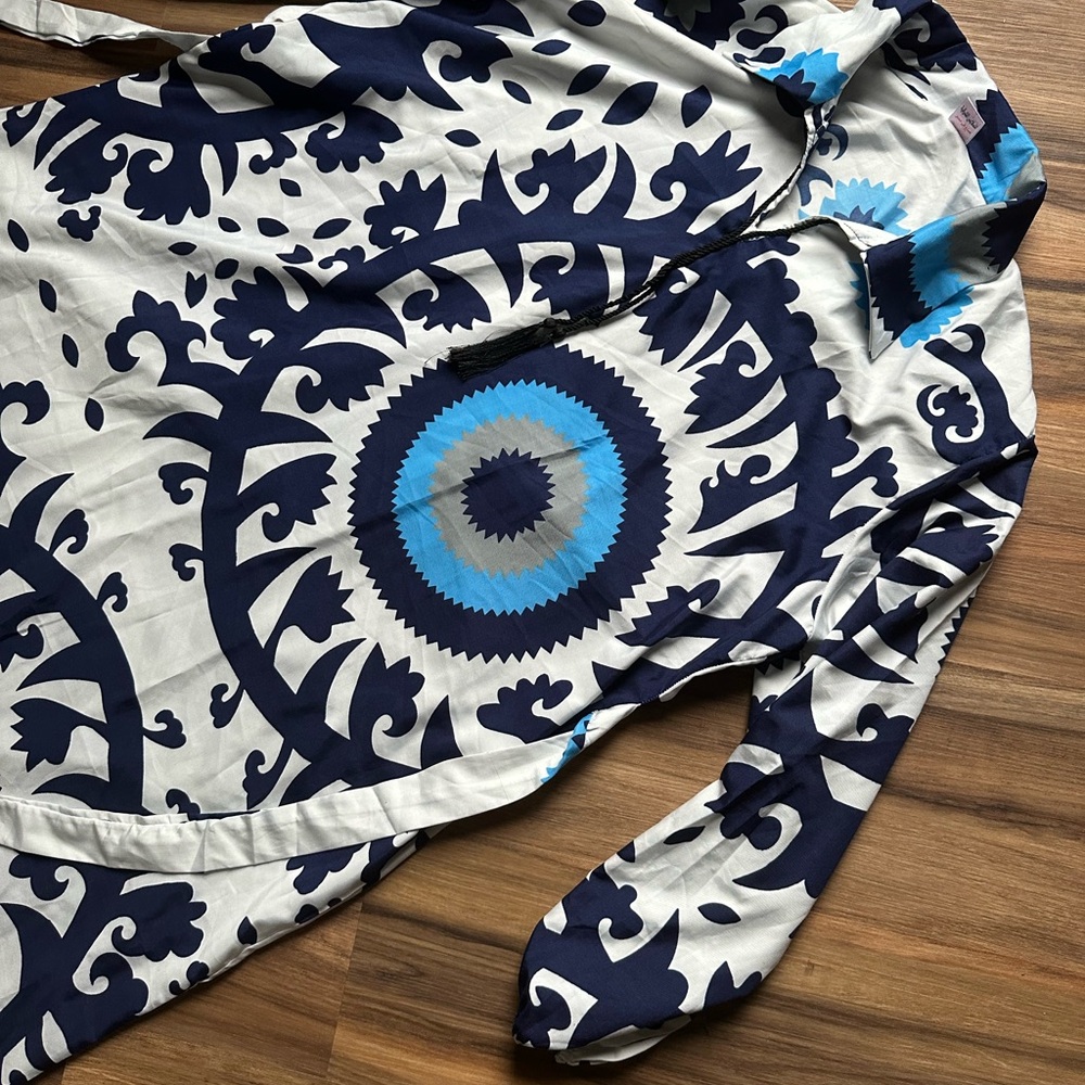 Blue and White Patterned Dress